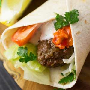 Crispy Kofta Wrap with Fries
