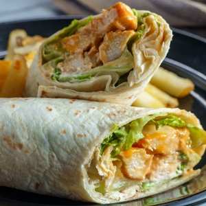 Spicy Chicken Wrap with Fries